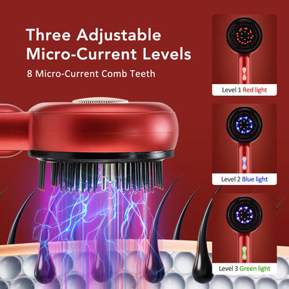 Scalp Massage Comb with Red Light, Electric Hair Scalp Massager with 3 Modes, Rechargeable 6ml Serum Applicator Tool