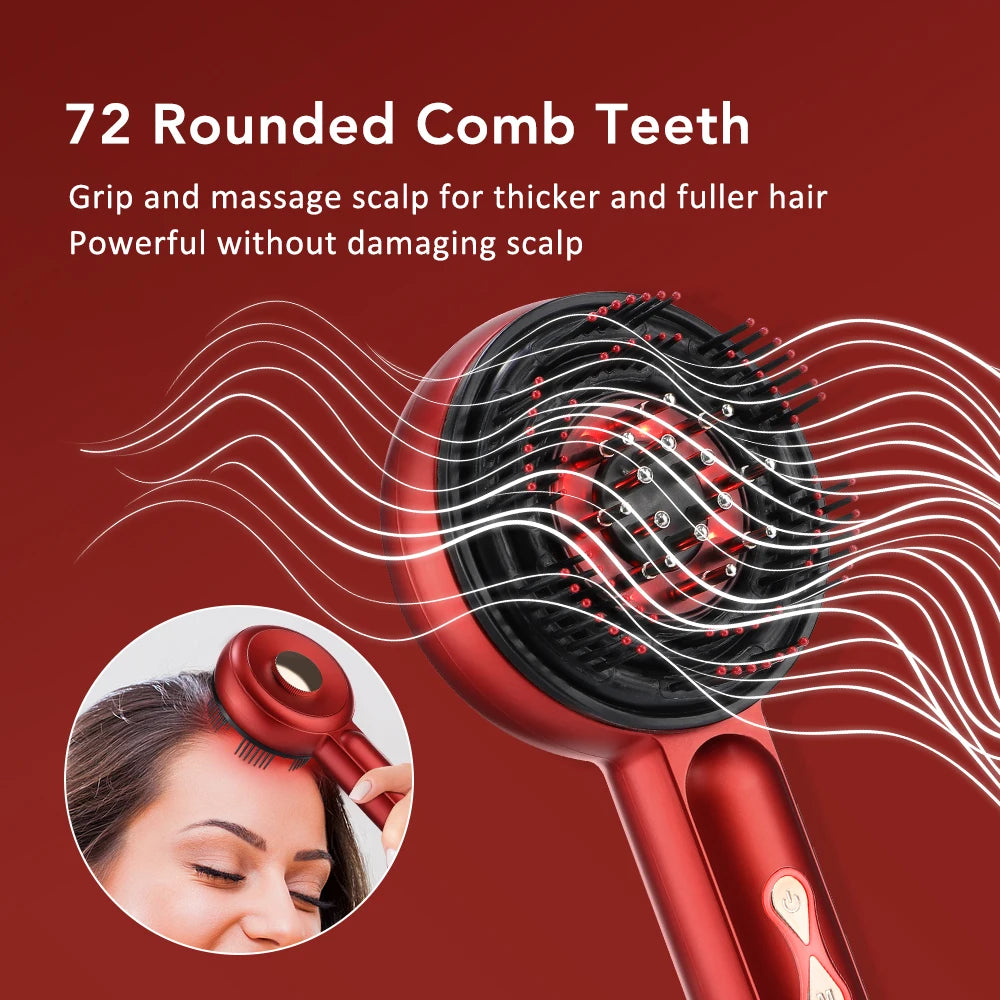 Scalp Massage Comb with Red Light, Electric Hair Scalp Massager with 3 Modes, Rechargeable 6ml Serum Applicator Tool